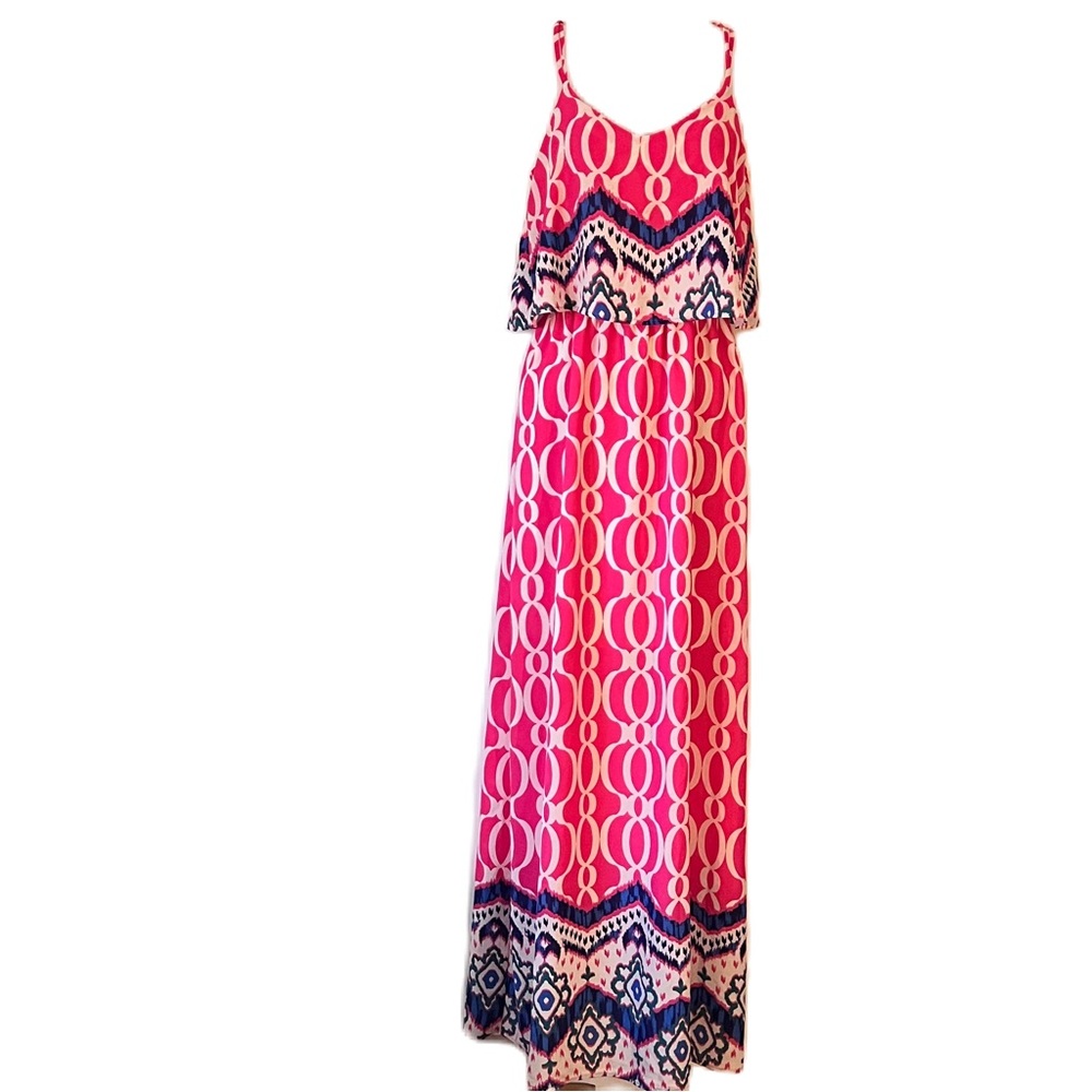 Almost Pink Geometric Maxi Dress Sz Small